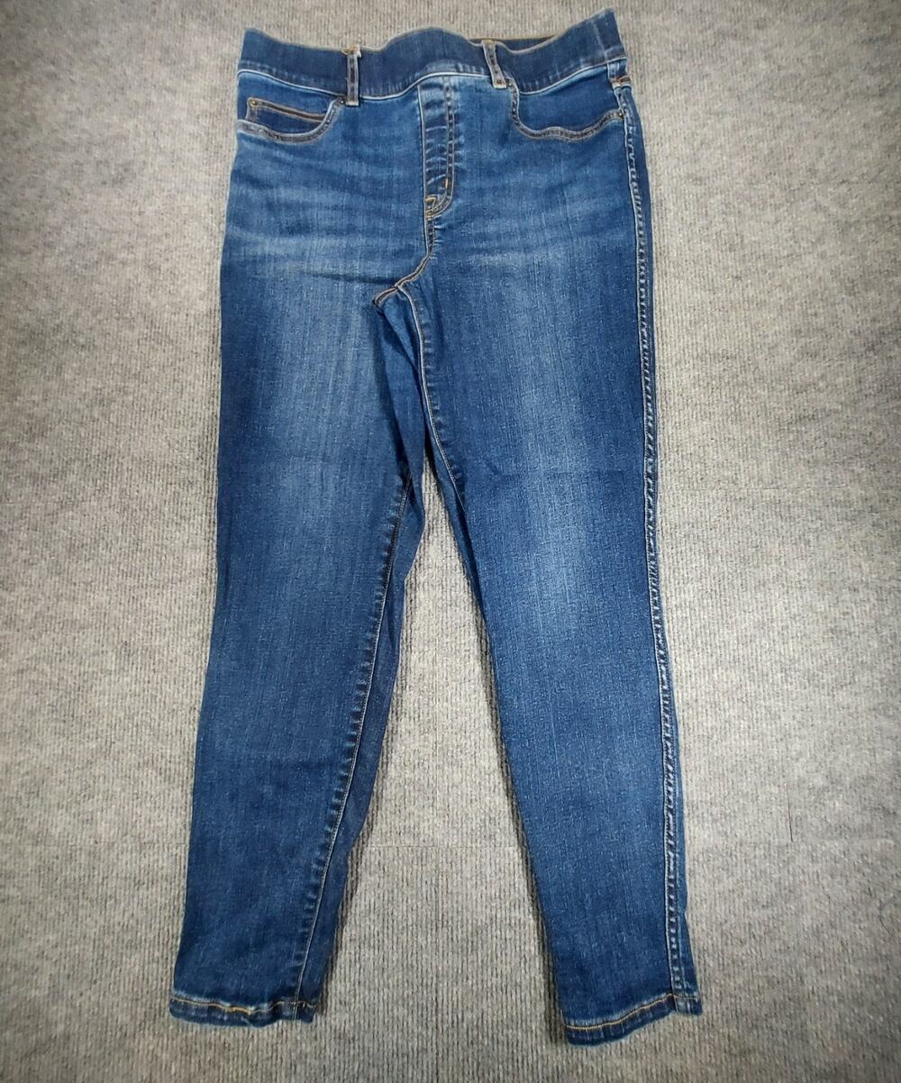 Spanx Ankle Skinny Pull On Jeans Stretch High Rise Dark Wash Women’s Size Large